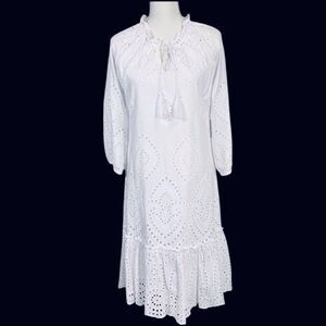 Soft Surroundings Eyelet Dress City Of Gardens White Cotton Size XS Cottagecore